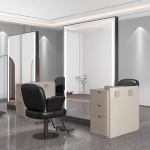 Miroir sur pied de haute qualité pour salon de beauté, spa capillaire, salle de bain, chambre d'hôtel, en acier inoxydable, simple face, avec éclairage - Product Image 6