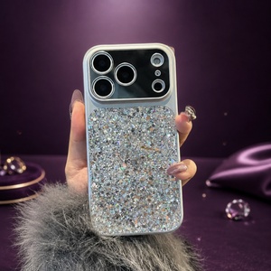 เคสโทรศัพท์หรูหรา PC ประดับกลิตเตอร์กันกระแทกพร้อมสายคล้องสำหรับ iPhone - Product Image 1