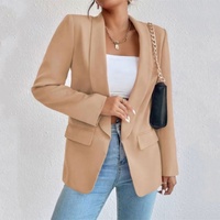 Blazer Femme Printemps-Automne Tendance, Col Rabattu, Coupe Slim, Nouveau Manteau Décontracté Uni pour Bureau