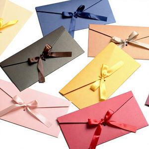 Cross-border Creative Ribbon Envelope Bow <strong>Pearl</strong> Thickened Large Special Kraft Paper B6 Greeting Card Advanced Sense - Product Image 1