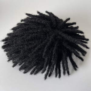 Peluca de densidad pesada Remy indio para hombres pelucas de cabello permanente con rastas de piel fina pu completa para hombres con <span class=keywords><strong>pelo</strong></span> <span class=keywords><strong>corto</strong></span> - Product Image 4