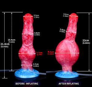 Opblaasbare zachte siliconen honden-/wolfsdildo anale plug seksspeeltje met grote knoop en spuitfunctie voor mannen en vrouwen - Product Image 4