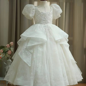 Robe de princesse blanche pour filles Robe d'hôte de piano de passerelle pour enfants <span class=keywords><strong>Tenue</strong></span> de <span class=keywords><strong>mariage</strong></span> et d'anniversaire pour petite fille - Product Image 1