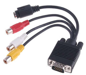 <strong>VGA</strong> SVGA <strong>to</strong> S Video <strong>3</strong> RCA Female Connector Converter <strong>AV</strong> TV Out Cable for Laptop PC HDTV Monitor - Product Image 3