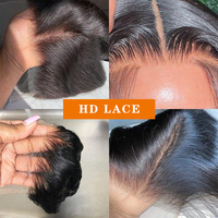 Perruques courtes pour femmes, style bob, avec dentelle frontale transparente HD, couleur naturelle, grande taille de bonnet, cheveux vierges, base sans colle