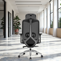 Chaise de bureau ergonomique moderne en maille avec appui-tête réglable, support lombaire, accoudoirs, vérin à gaz certifié classe 3, alliage d'aluminium, garantie 3 ans