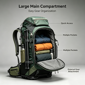 Mochila de Senderismo de 35+5L para Viajes al Aire Libre, Impermeable, de Nailon, con Marco Externo, Cierre de Cordón Ajustable - Product Image 5
