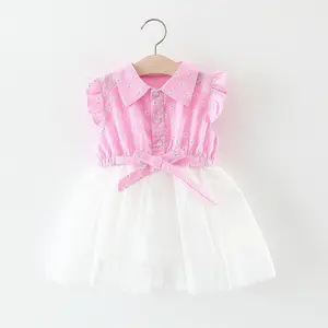 Интернет-магазин, детские индийские модные розовые кружевные платья с отворотами на день рождения, белые юбки для девочек от китайского поставщика