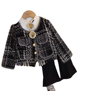 Completo Primaverile 2025 per Bambine: Giacca Elegante e Pantaloni a Zampa, Set Due Pezzi, Motivo Tinta Unita, Outfit Autunnale per Bambini - Product Image 5