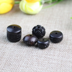 Wood Beads Round Carved Lotus Six Character Mantra For <b>Bracelet</b> Making - Product Image 1