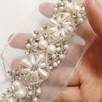 Accessoires pour vêtements Coudre sur Rhinestone Mesh Perlé Dentelle Passementerie LT2370B