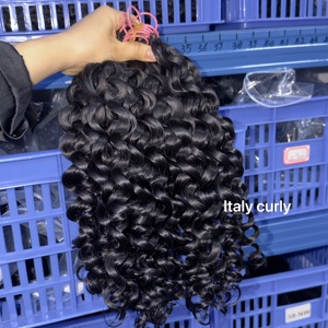 Extensiones <span class=keywords><strong>de</strong></span> Cabello Humano Rizado Italiano con Ondas Profundas, 100% Cabello Natural Virgen para Trenzas - Product Image 3