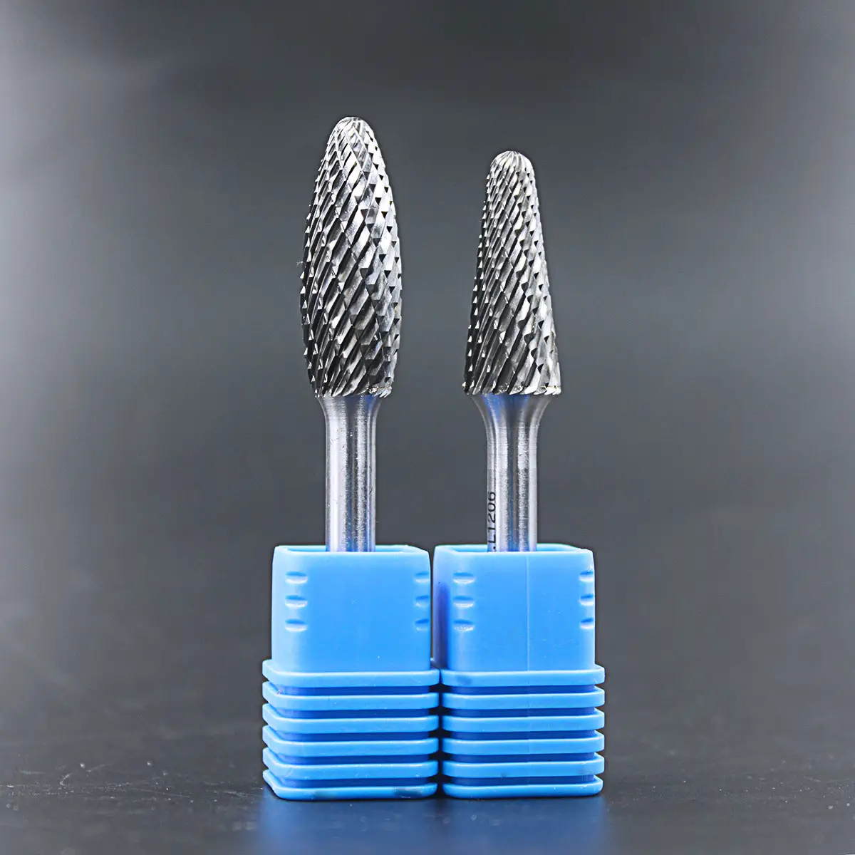 Brocas de corte sólido de carburo de tungsteno, forma cónica con forma de llama de radio, doble corte, herramientas Dremel