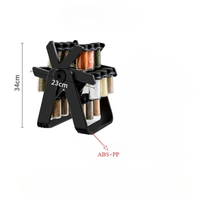Organisateur d'épices créatif pour comptoir de cuisine, support rotatif à 360 degrés en forme de grande roue, ensemble de 18 pots à épices en PP et ABS