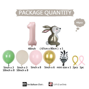 Ballon en aluminium rose 3D en forme de petit <span class=keywords><strong>lapin</strong></span> de la jungle, 40 pouces, ensemble de décoration de fête d'anniversaire pour enfants - Product Image 5