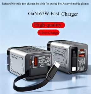 Cargador GaN de 67W con Cable Extensible, Doble Puerto A+C, PD QC3.0 5V/2.4A, USB-C de Carga Rápida para iPhone 17 16 15 - Product Image 4