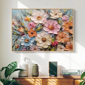 Tableaux imprimés sur toile, idées de peinture sur toile florale, peintures en relief de roses romantiques, affiches de fleurs rouges, décoration modulaire pour la maison - Product Image 3