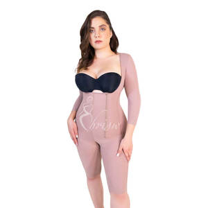 Body post-opératoire à manches mi-longues, body sculptant à décolleté <span class=keywords><strong>ouvert</strong></span> avec crochets, gaine amincissante pour le ventre - Product Image 6