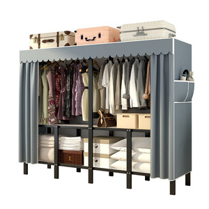 Armoire Portable en Tissu avec Housse, <span class=keywords><strong>Penderie</strong></span> Robuste avec Étagères, Garde-Robe Autoportante pour Chambre et Dortoir, Organisateur <span class=keywords><strong>de</strong></span> Rangement - Product Image 5