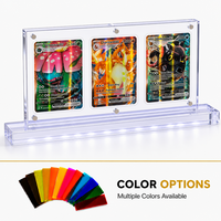 Support d'affichage magnétique personnalisé pour 3 cartes en acrylique avec base lumineuse LED, cadre pour cartes à collectionner TCG 35PT, étui rigide