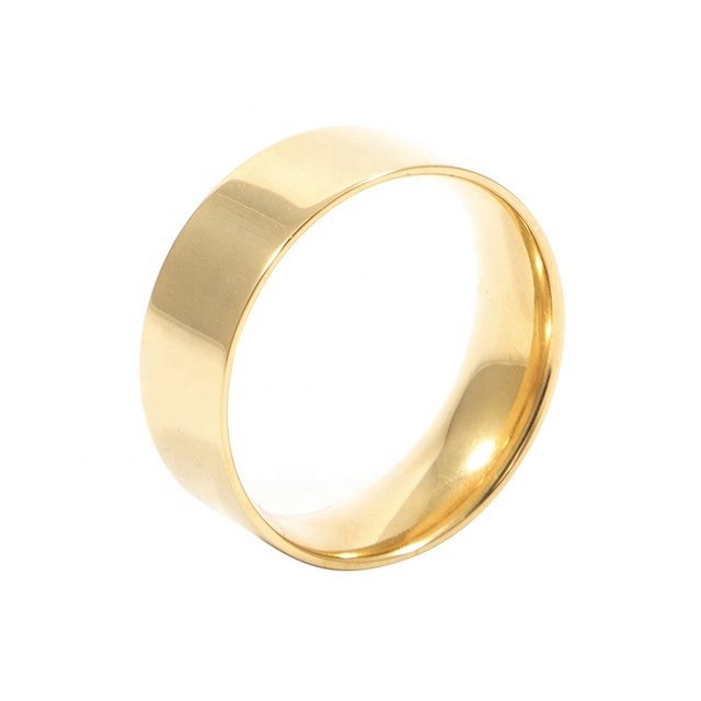 Gemnel Wholesale Simple Jewelry 18k Gold Plated High Polished Chunky Stacking Band Ring