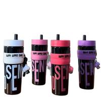 Pailles de camping unisexe en PP, grande capacité 950 ml, résistantes aux hautes températures, avec corde, écologiques, style été, vente en gros