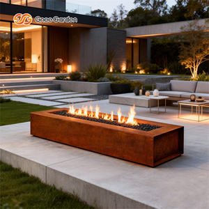 Mesa de Fogata de Gas Propano Rectangular Moderna para Jardín Exterior, Acero Corten, Diseño Duradero, Calefacción Eficiente, Portátil, Manual, 2000W - Product Image 5