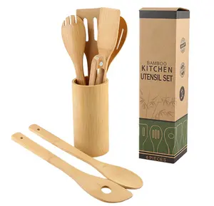 Ladle Spatula Skimmer Gadgets Cooking Kitchen Accessories Bamboo Utensils Tool Sets Stainless Steel Kitchenware