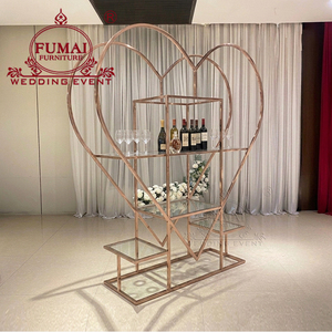Heart Shape Wedding Decorative Wine Rack Back Bar Golden Metal Display Shelf - Product Image 5