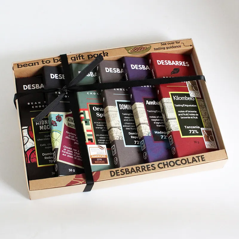 Оптовая продажа, упаковочная коробка из пищевой бумаги для шоколада, набор упаковочных коробок, коробка для конфет и шоколада с принтом на заказ