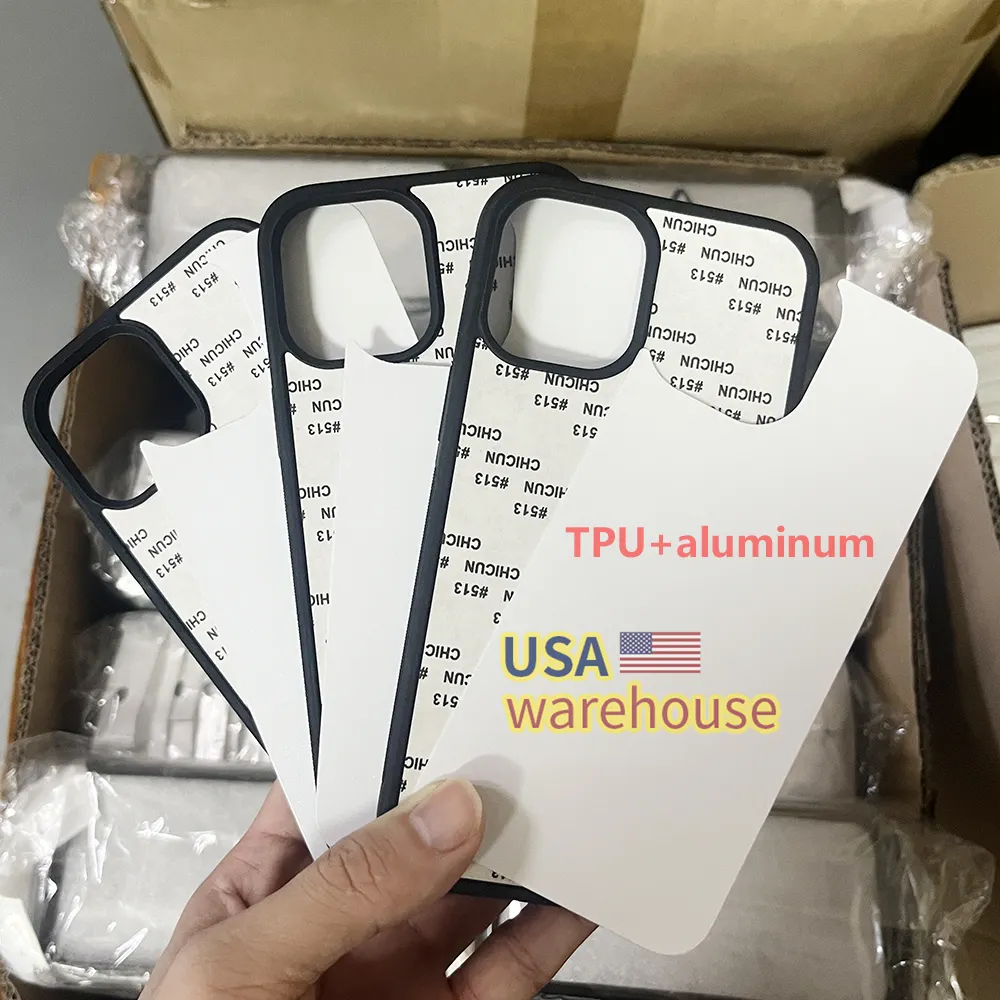 Sublimation phone case blank US warehouse wholesale 2D Tpu aluminum panels Sublimation custom printed phone case for iphone