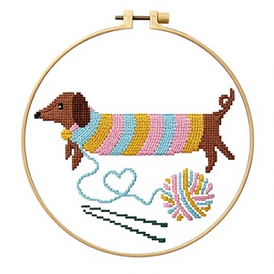 Kit <span class=keywords><strong>de</strong></span> broderie artisanale DIY, mini kit <span class=keywords><strong>de</strong></span> <span class=keywords><strong>point</strong></span> <span class=keywords><strong>de</strong></span> <span class=keywords><strong>croix</strong></span> animaux, ensemble <span class=keywords><strong>de</strong></span> broderie DIY pour débutants, enfants, étudiants, pratique, décoration murale - Product Image 1