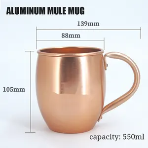 Cooper color Moscow Mule Mug Taza de aluminio 550ml/18oz Taza de cerveza