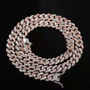 Colliers en zircon pour hommes et femmes, chaîne cubaine à une rangée de diamants, vente en gros - Product Image 3