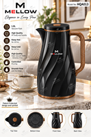 Carafe à café isotherme OEM 1,0 L, gris clair, avec revêtement en verre PP à motif spirale, finition bois, couvercle rond, pour distributeur