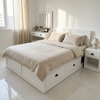 Prix d'usine Yifan – Ensemble de chambre à coucher en bois blanc pour hôtel et appartement : armoire, commode, table de chevet – Style moderne en MDF personnalisable