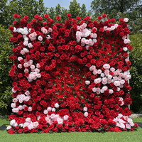 Mur floral artificiel en soie avec roses, pivoines et hortensias pour décoration de cérémonie de mariage et de douche nuptiale