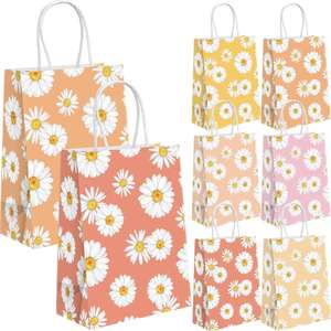 Bolsas de Compra de Papel Kraft Marrón Reciclables y Ecológicas, Estilo Clásico con Asas Largas, Coloridas, para Regalos y Comida para Llevar - Product Image 1