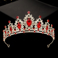 Vintage Smaragd Mehrfarbige Strass-Legierung Krone mit Goldblatt-Design Moderne Prinzessinnen-Tiara für Damen Hochzeit Geburtstag Party Haarschmuck