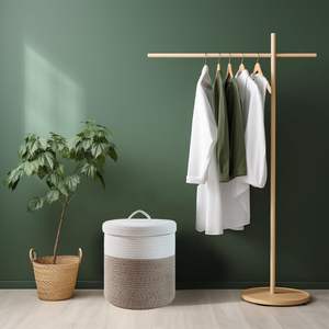 KUYUE cotone medio corda tessuto cesto di stoccaggio con coperchio <span class=keywords><strong>piccolo</strong></span> cesto della biancheria rotonda per la scuola materna e soggiorno uso - Product Image 5