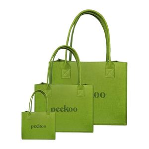 Sac fourre-tout en feutre vert grande capacité, robuste et portable pour le shopping (vente en gros) - Product Image 2