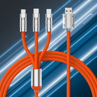 Cable de Carga Rápida 3 en 1 de PVC y Aleación de Zinc con Micro USB y Tipo-C para Teléfonos y Portátiles