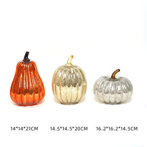 Varios tamaños Mercury vidrio pintado brillante Halloween calabaza linterna Led iluminado adornos de Acción de Gracias para fiesta de vacaciones - Product Image 3