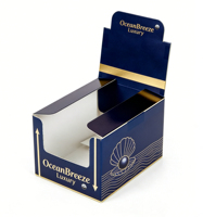 Boîte de présentation personnalisée avec revêtement UV mat, vente en gros, logo imprimé, pour comptoir de vente au détail, promotion de produits de collation, marque