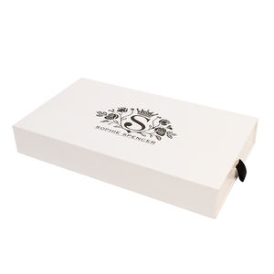 Boîte cadeau de luxe pour accessoires féminins, avec logo personnalisé, pour bijoux, collier, emballage, petit tiroir, carton blanc rigide - Product Image 1