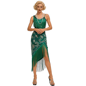 Abito Vintage Stile Grande Gatsby - Vestito con Paillettes Multicolore Art Déco per Feste/Spettacoli - Product Image 3