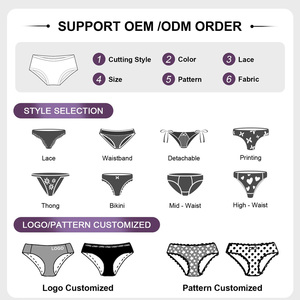 Prix d'usine Culotte menstruelle personnalisée pour femme, 4 <span class=keywords><strong>couches</strong></span>, anti-fuite, en coton de bambou, pour flux abondant - Product Image 6