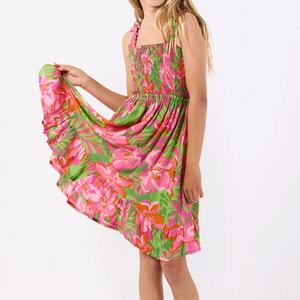 Vestido Hawaiano en Oferta, Vestido Polinesio de Alta Calidad, Vestido Midi Infantil de Lino Fruncido Personalizado - Product Image 3