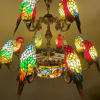 Lampes de lustre en verre teinté rétro sur mesure HFBH, perroquet, villa, bar, restaurant, salon, luminaire suspendu en forme d'oiseau