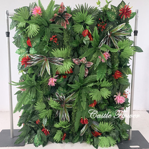 ฉากหลังงานแต่งงานรูปใบเต่าขนาดใหญ่แบบม้วน 3 มิติ รุ่น W-B028 ตกแต่งด้วยดอกไม้และใบไม้สีเขียว - Product Image 3